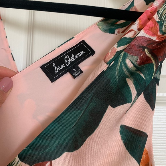 Sleeveless Flamingo-print Dress In Pink/ Green | SAM EDELMAN - Picture 6 of 6